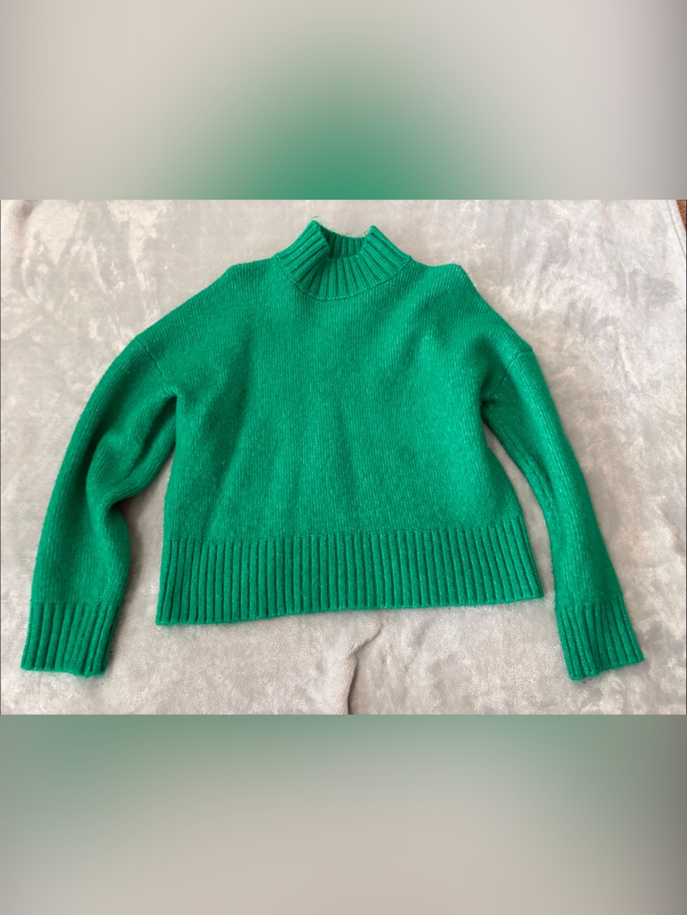 LOFT Green Cropped Mock Neck Sweater